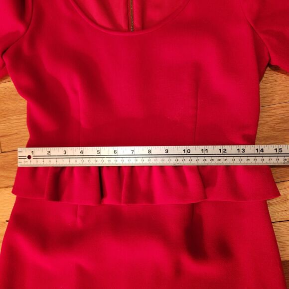 Kate Spade Deep Red "Mary" Sheath Dress with Peplum, Back Zip, Sz 6 - Picture 8 of 10